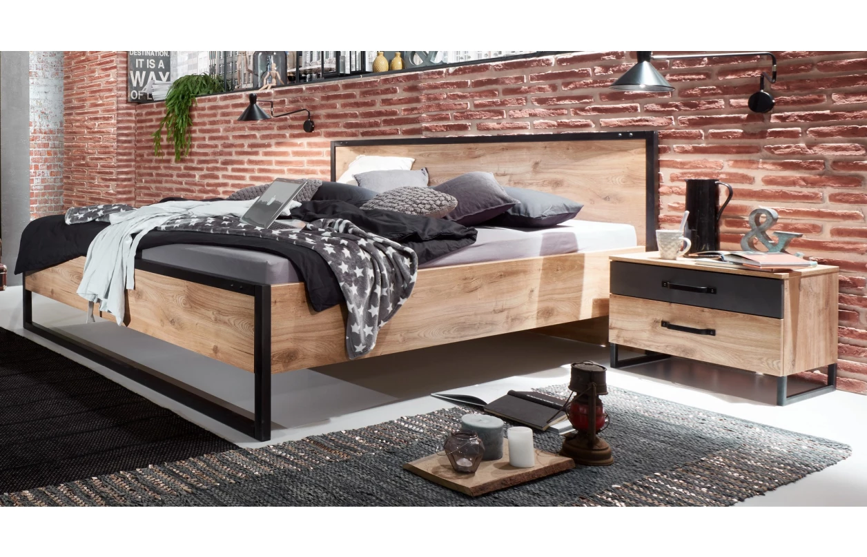 Šatní skříň Detroit, 250 cm, prkenný dub/antracitová ocel 9