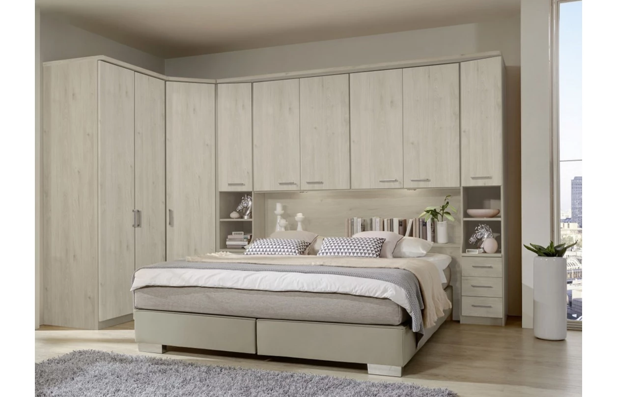 Rohová šatní skříň Luxor 130/127 cm, polární modřín, s osvětlením 4