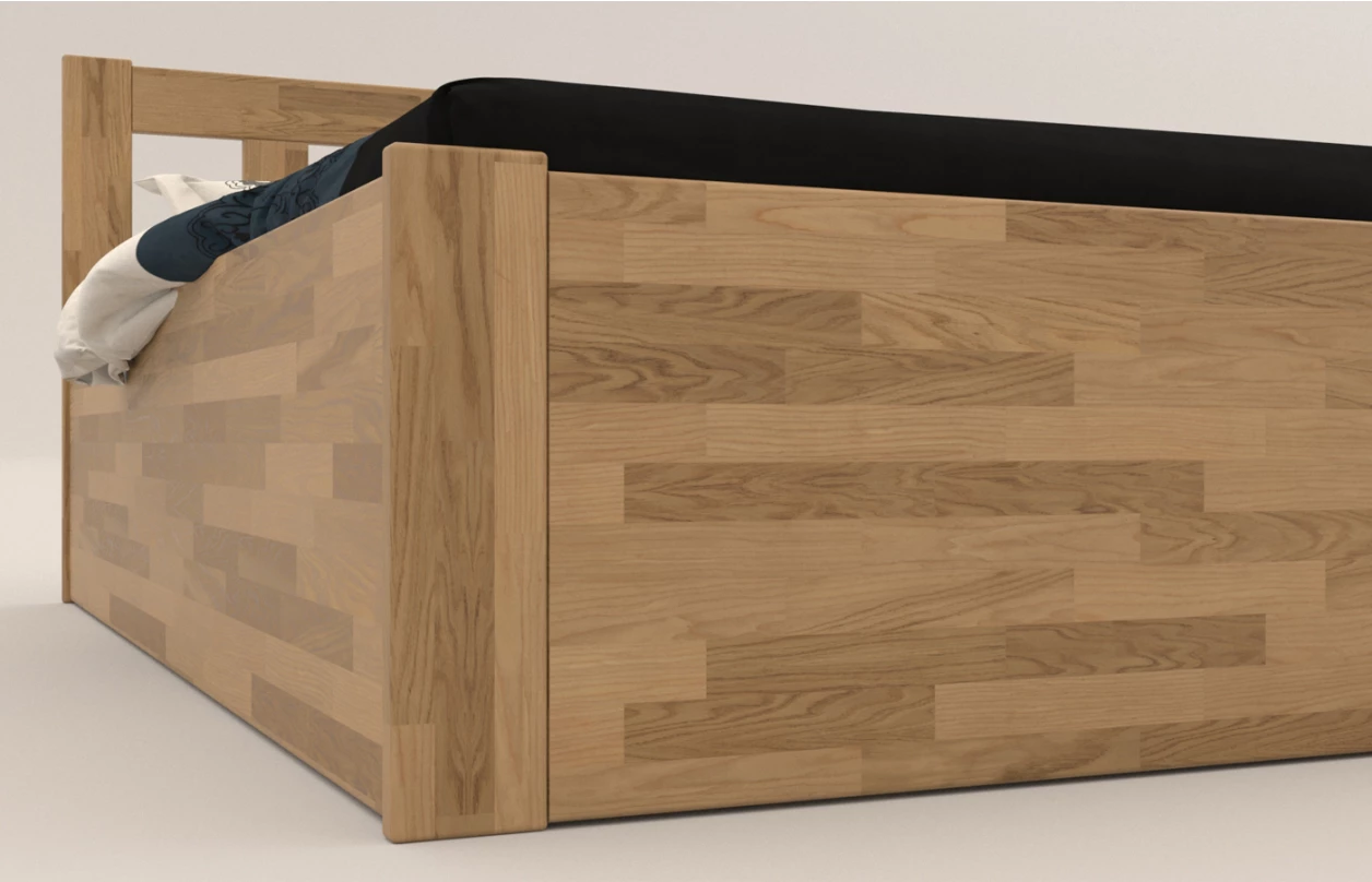 Postel s úložným prostorem Tema Box 180x200 cm, bělený buk 2