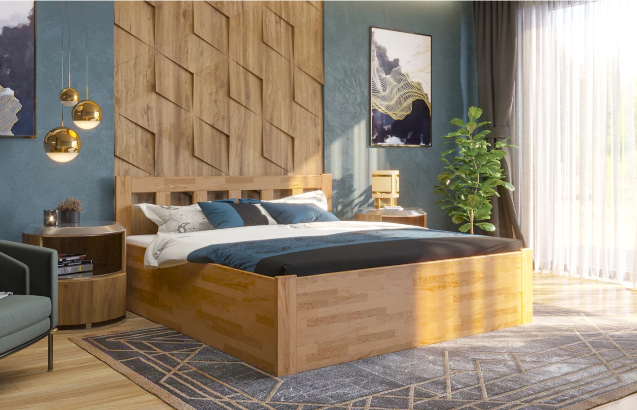 Postel s úložným prostorem Tema Box 180x200 cm, bělený buk 5