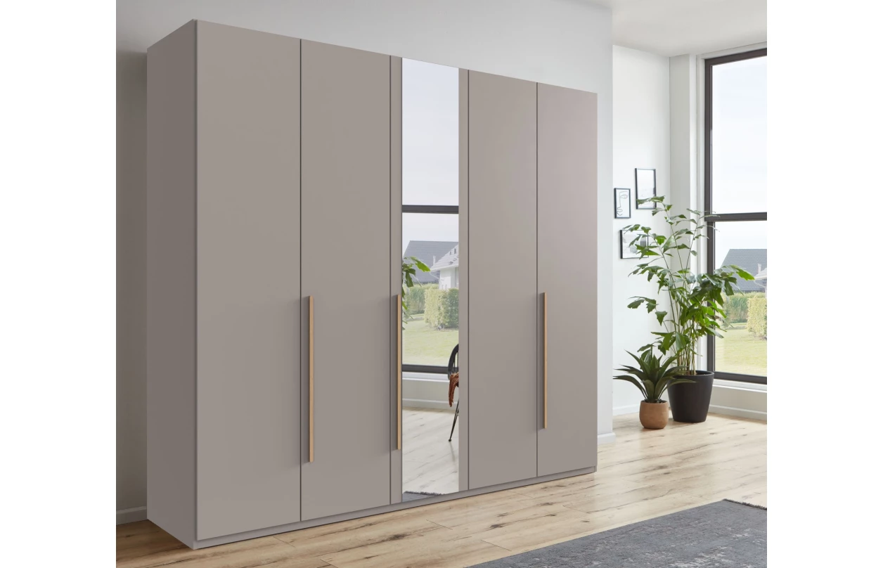Šatní skříň se zrcadly London, 270 cm, šedá sahara/dub artisan 38