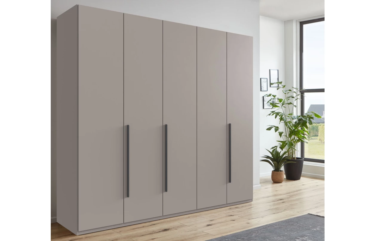 Šatní skříň se zrcadly London, 270 cm, šedá sahara/dub artisan 35