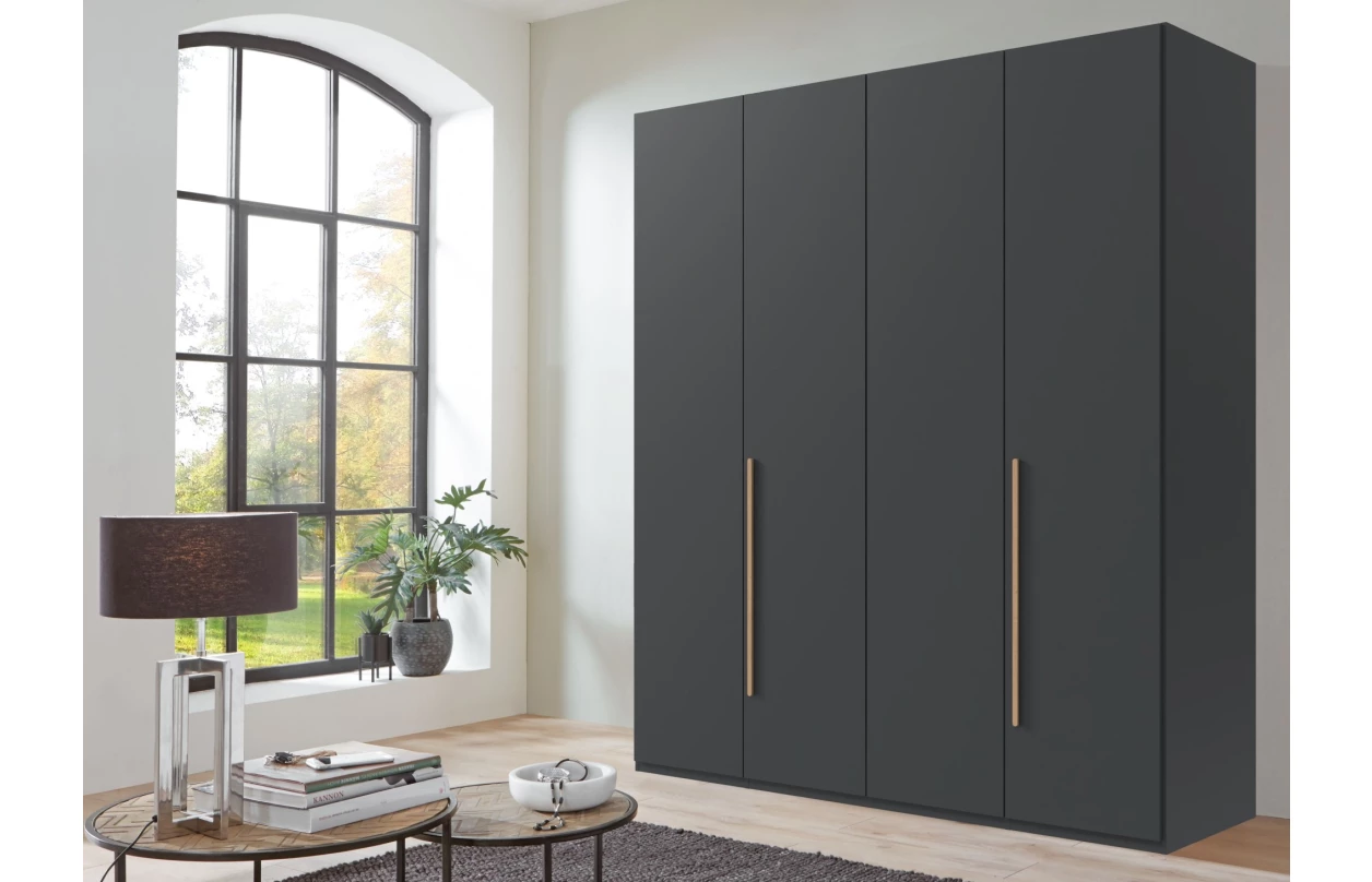 Šatní skříň se zrcadly London, 270 cm, šedá sahara/dub artisan 13