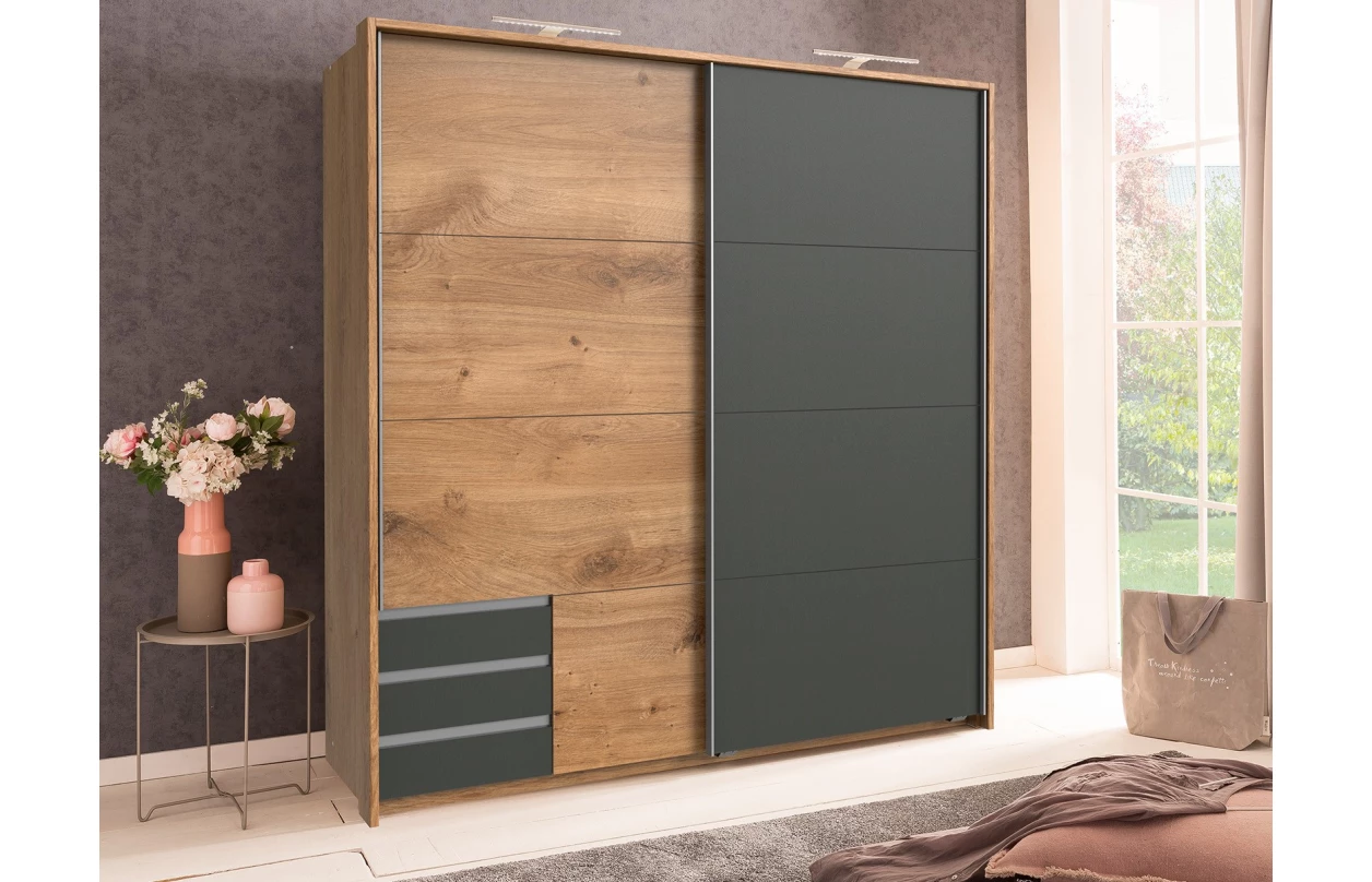 Paspartový rám k šatní skříni Emden, 138 cm, prkenný dub 2