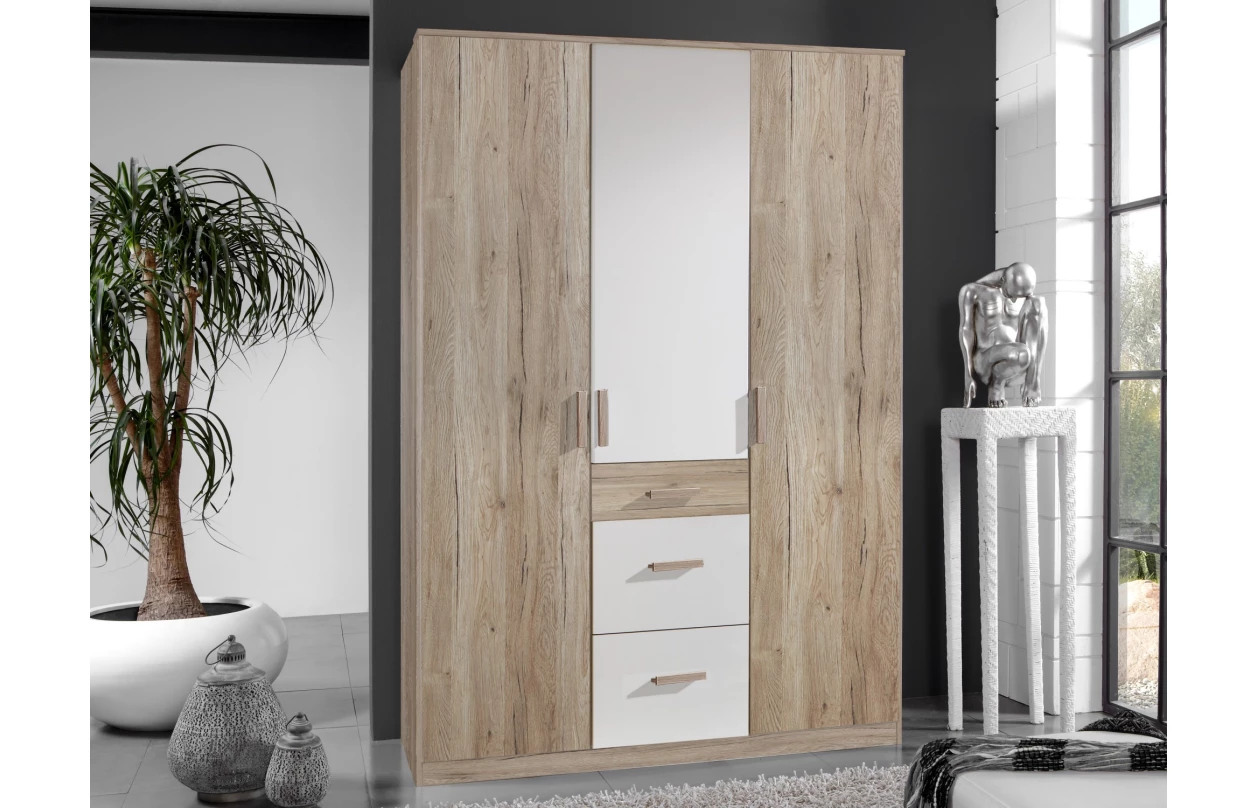 Šatní skříň Cariba, 135 cm, dub san remo/bílá 13