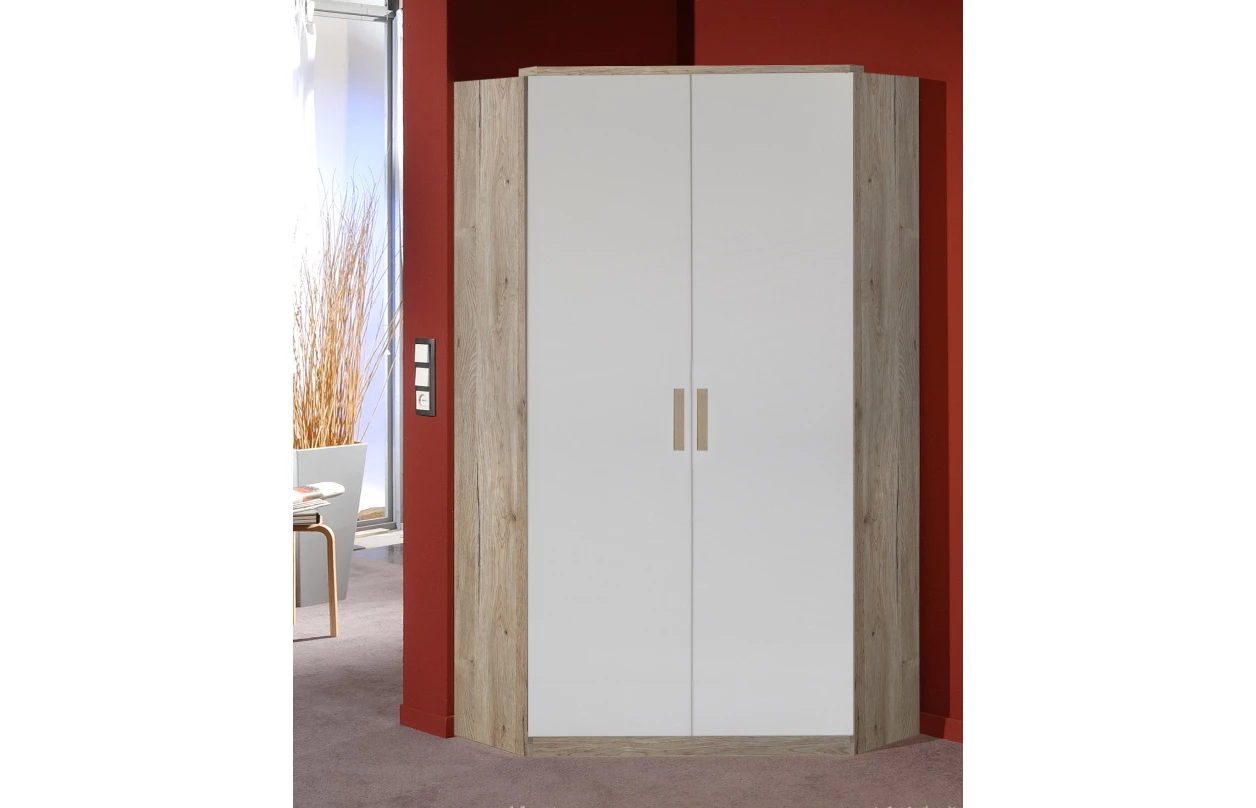 Rohová šatní skříň Cariba, dub san remo/grafit 4