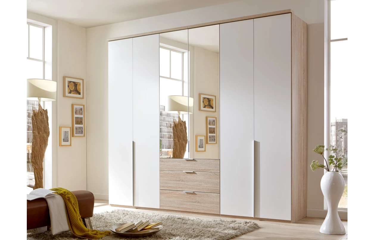 Šatní skříň New York D, 225 cm, bílá/bílý lesk 6