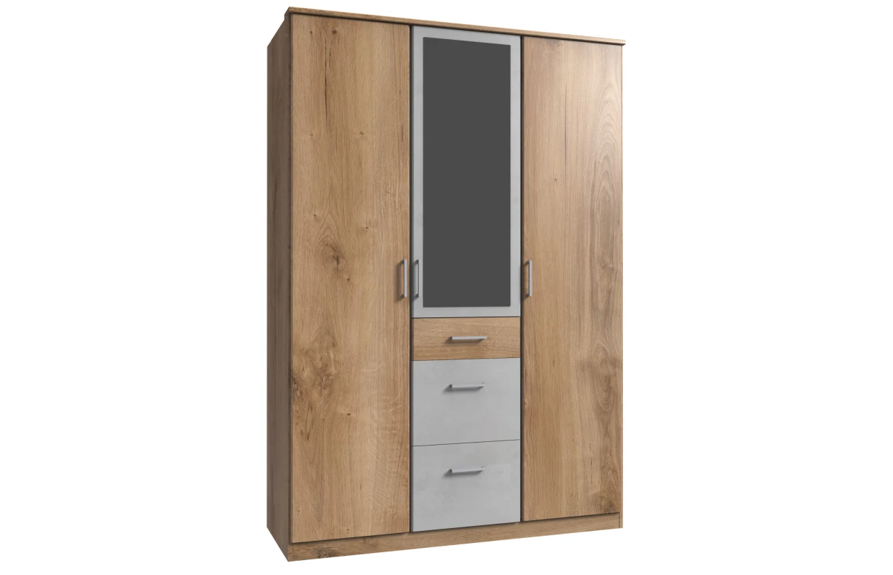 Šatní skříň se zrcadlem Click, 135 cm, dub sonoma/bílá 18