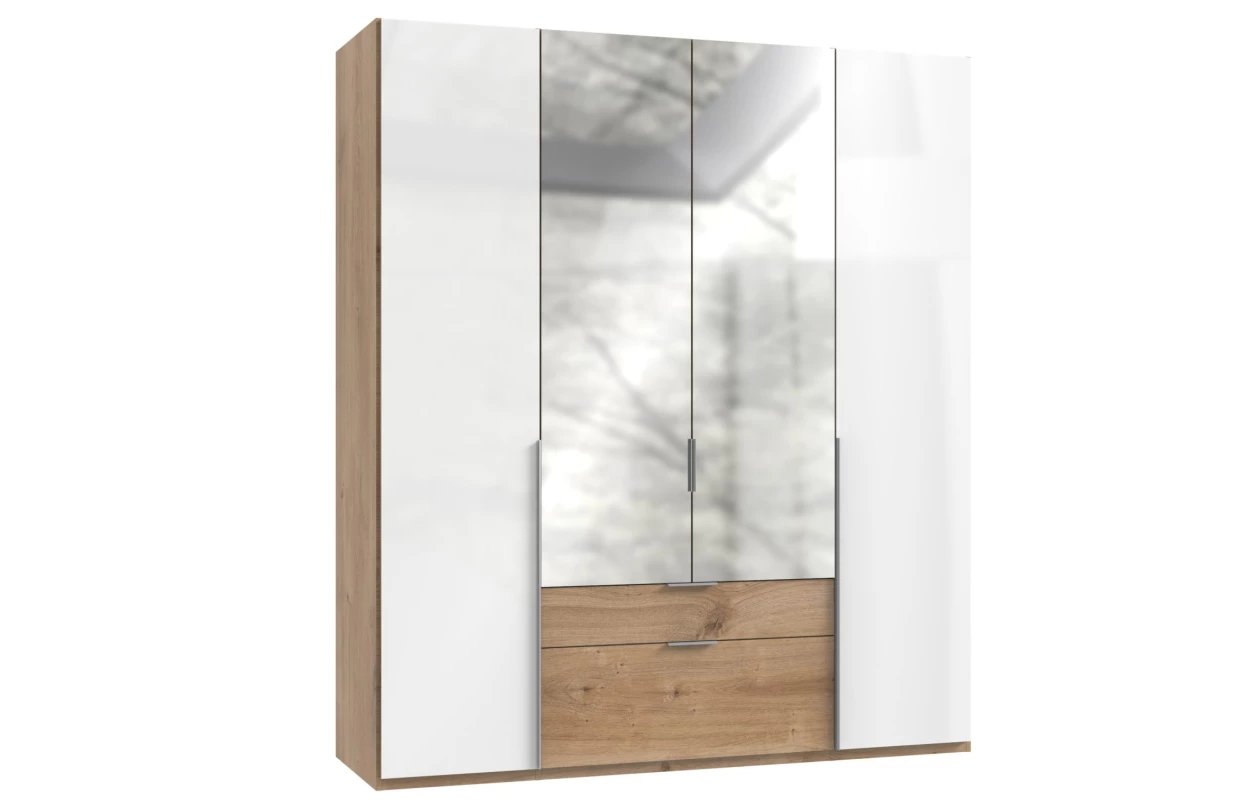 Šatní skříň New York D, 90 cm, bílá/bílý lesk 17