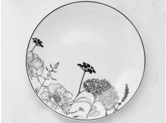 Dezertní talíř Luna Black Flower, 20 cm