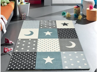 Dětský koberec Diamond Kids 120x170 cm, tyrkysový, hvězdy a měsíce