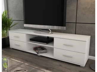 Široký TV stolek Oskar TV, bílý, šířka 180 cm