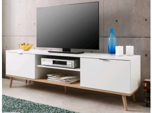 TV skříňka Göteborg, bílá/dub sonoma